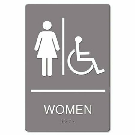 U. S. STAMP & SIGN Headline, Ada Sign, Women Restroom Wheelchair Accessible Symbol, Molded Plastic, 6 X 9 4814